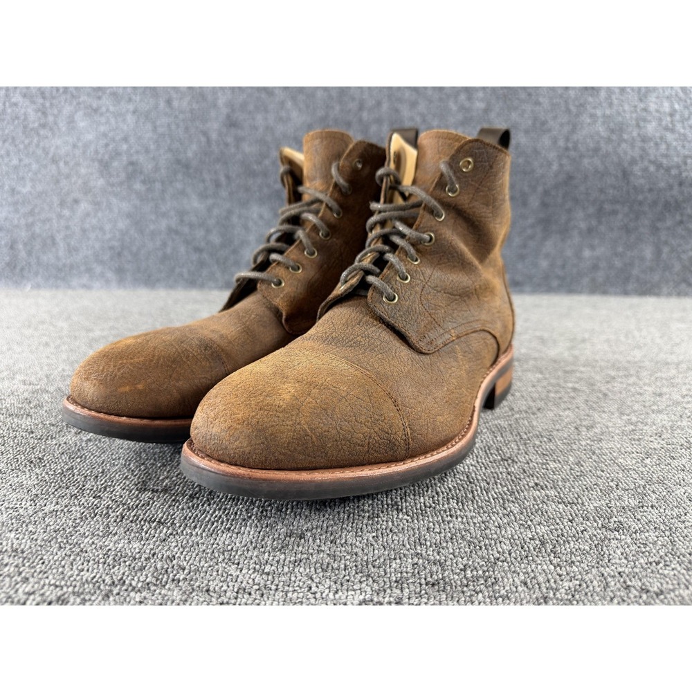 Taft Boots Mens 7 Brown Leather Combat Ankle Lace Up Rubber Sole Lined Cap Toe